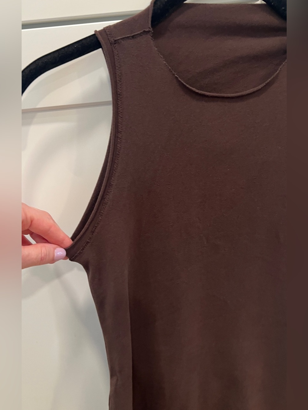 SKIMS RAW EDGE OPEN BACK ONESIE ROMPER, BROWN, SIZE S. - Picture 4 of 13